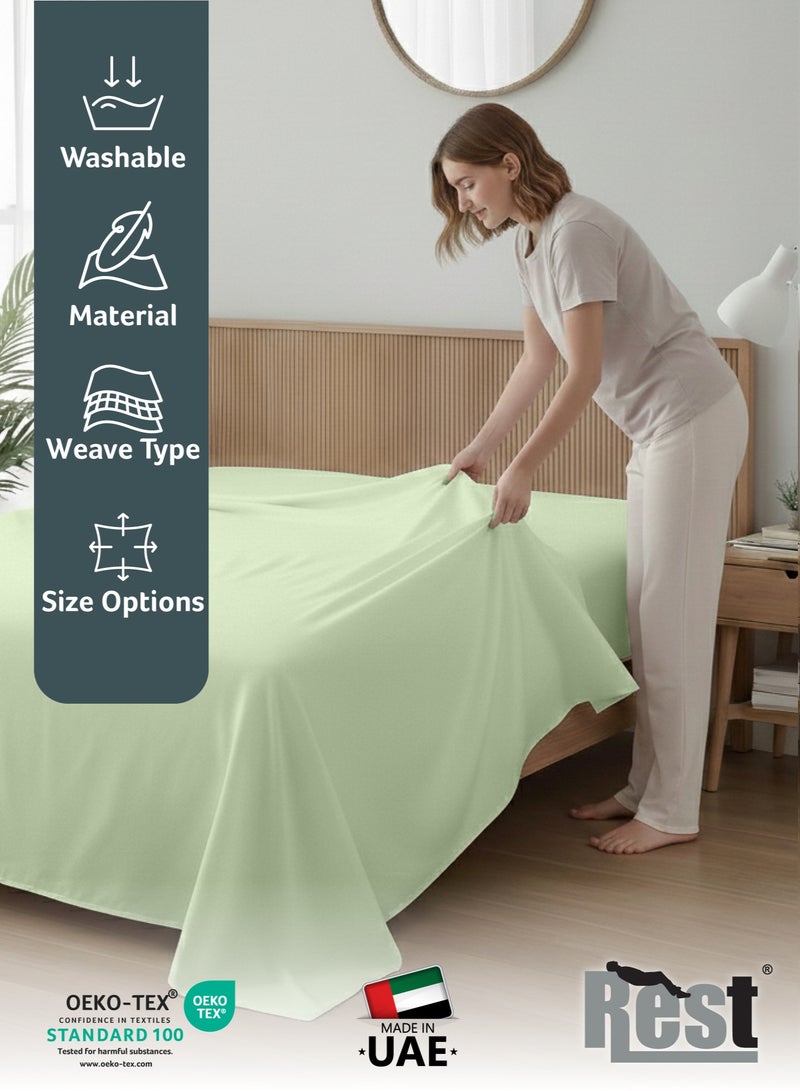 REST Flat Bedsheet 240x260cm Plush Mint Green Breathable Machine Washbale Bedsheet Extra Soft Easy Fit Highly Breathable Bedding & Linen Cover - Image 5